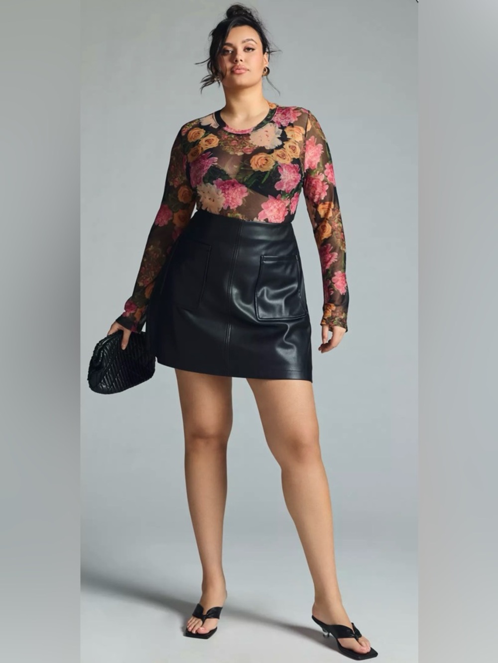 Maeve by Anthropologie Black Faux Leather A Line Mini Skirt Size M - Picture 9 of 14
